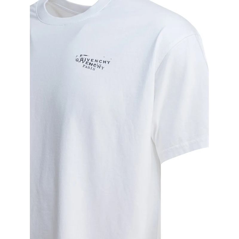 Givenchy T-Shirt Cotton T-Shirt With Distressed Logo Prints White(Image 4)