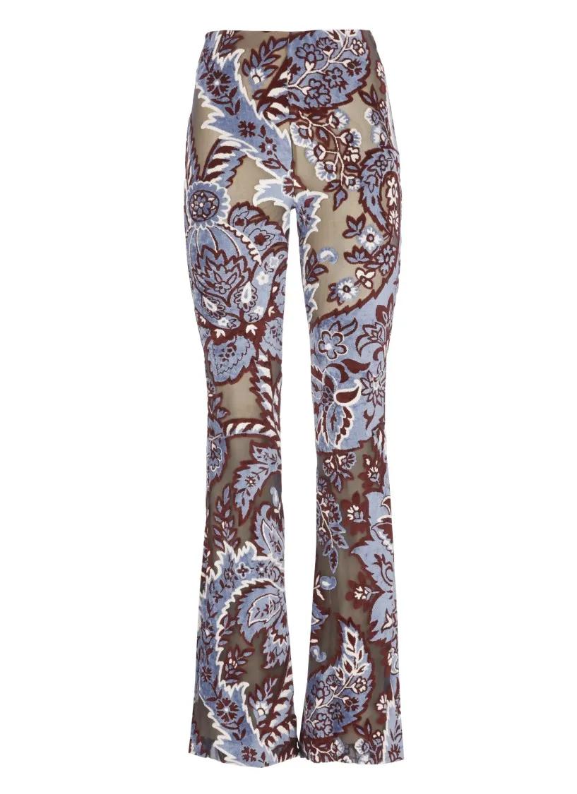 Etro - Light Blue Pants With Print - Größe 44 - blau