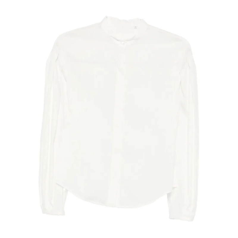 Xacus Blouse Long-Sleeved White Blouse With High Neckline White