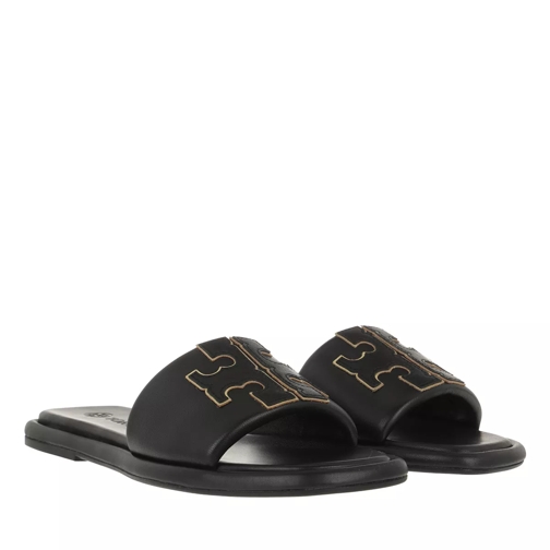 Tory Burch Double T Sport Slide Perfect Black Gold Sandaal