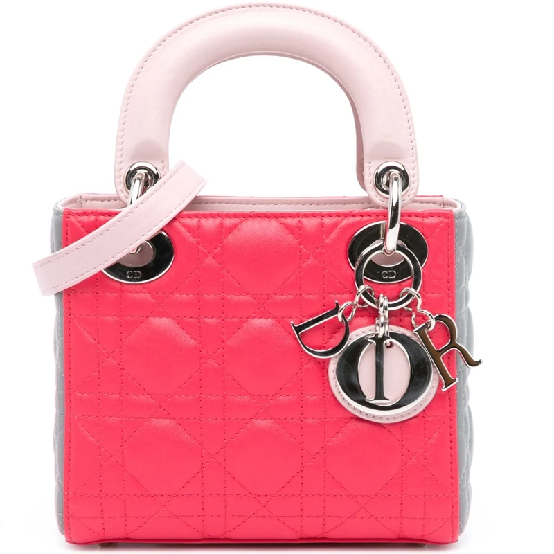 Christian Dior Schultertasche Mini Tricolor Lambskin Cannage Lady Dior rose