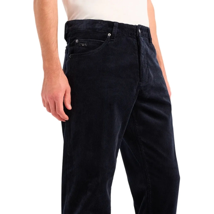 Emporio Armani EMPORIO ARMANI J69 MARINEBLAUE GERIPPTE HOSE blau Broeken