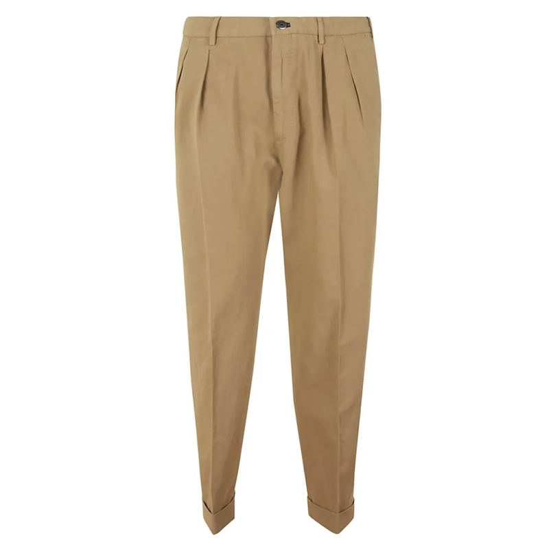 Incotex Chino Camel Cotton Linen Pants With Double Pleats Pink