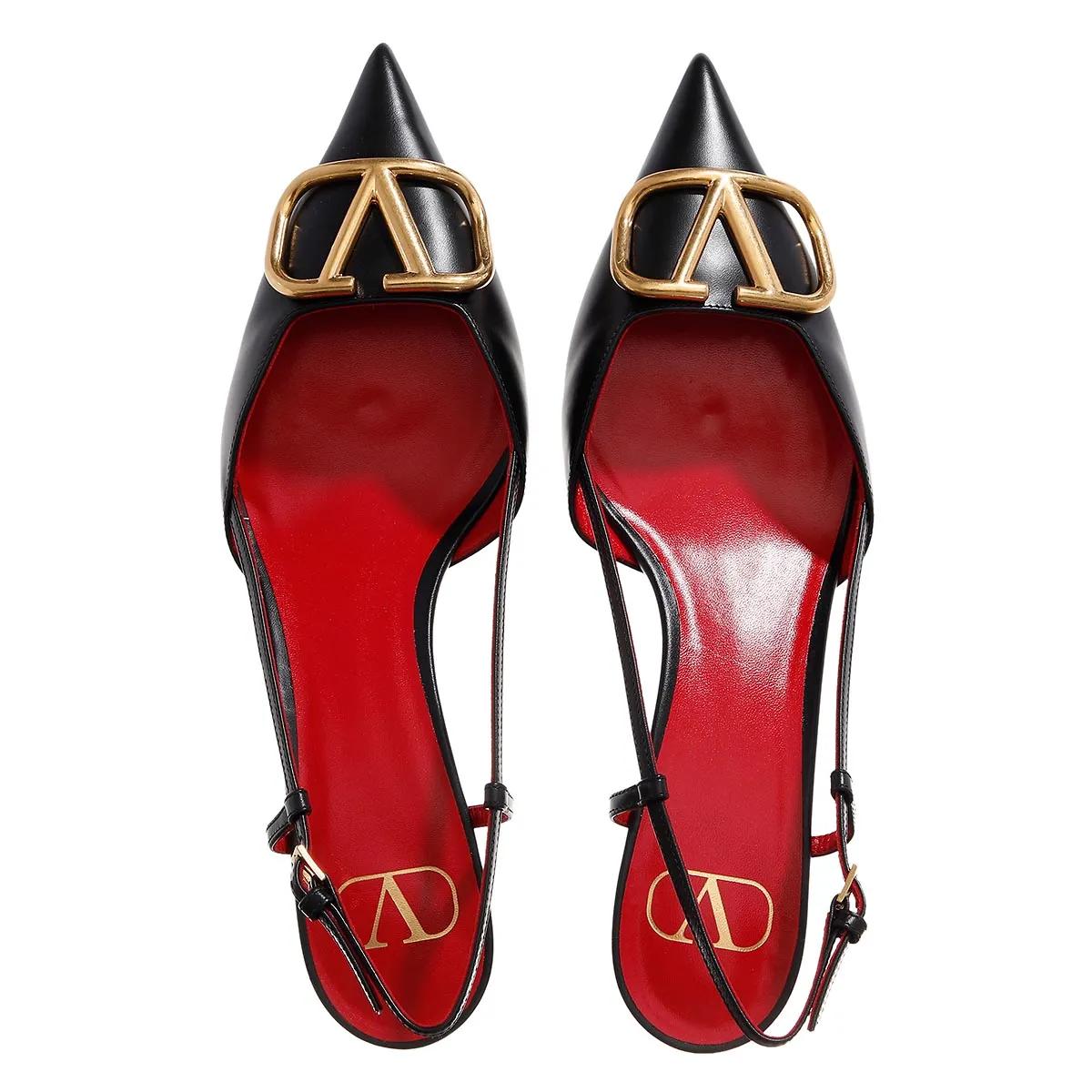 Thumbnail - Valentino Garavani Hohe Schuhe - Slingback Antique Brass Logo - Gr. 36 (EU) - in Schwarz - für Damen