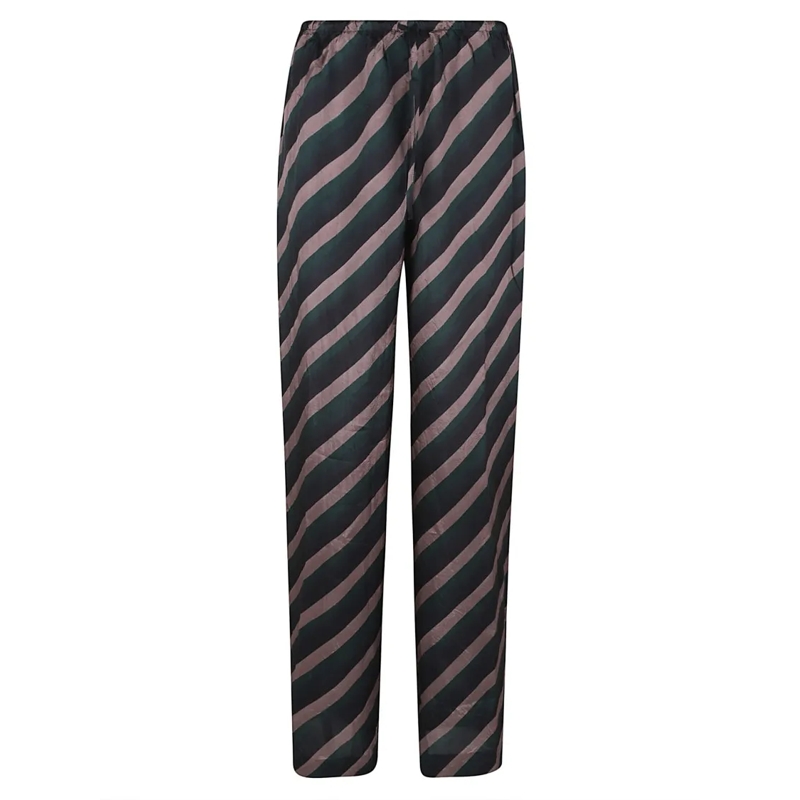 Dries Van Noten  Relaxed Fit Trousers With Bold Diagonal Stripes Black