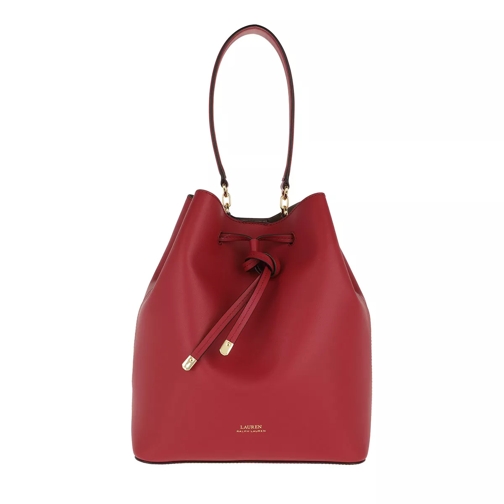 Lauren Ralph Lauren Dryden Debby Drawstring Medium Red/Truffle Bucket Bag