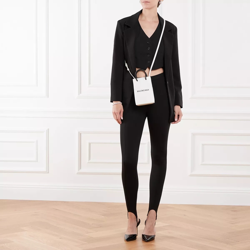 Balenciaga Minitasche Black Front Logo Top Handle Bag White(Image 2)