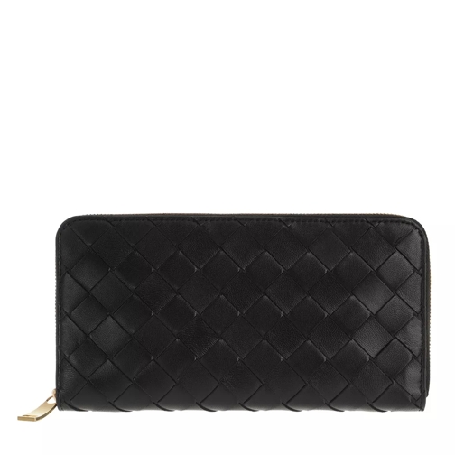 Bottega Veneta Zip Around Wallet Leather Black Plånbok med dragkedja
