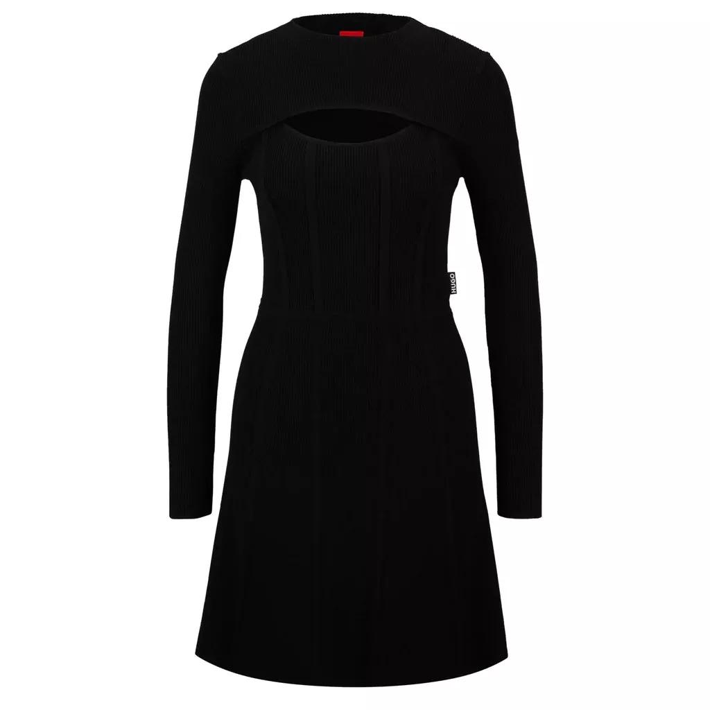 Hugo - Ausgestelltes Kleid mit Cut-out - Größe L - black