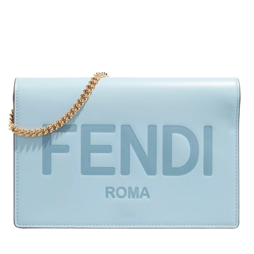 Fendi Wallet On Chain Leather Blue Portemonnee Aan Een Ketting