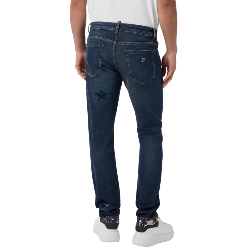 Philipp Plein Jeans mit geradem Bein Super Straight Cut Jeans Cocco Stars blau(Image 2)