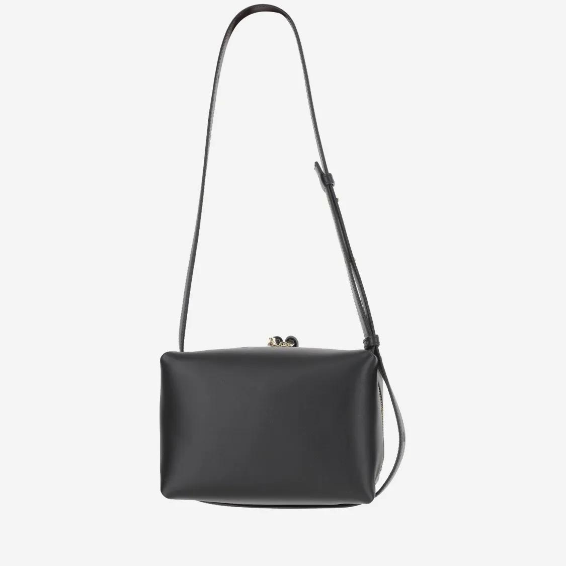 Jil Sander Hobo bags Leather Shoulder Bag With Logo in zwart