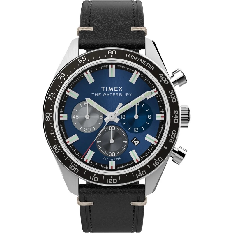 Timex Quarzuhr Quarz-Analoguhr Waterbury Traditional Chronograph schwarz