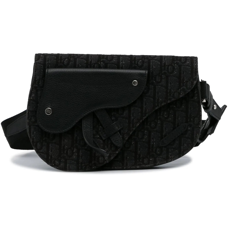 Christian Dior Schultertasche Oblique Canvas Saddle Messenger Bag schwarz