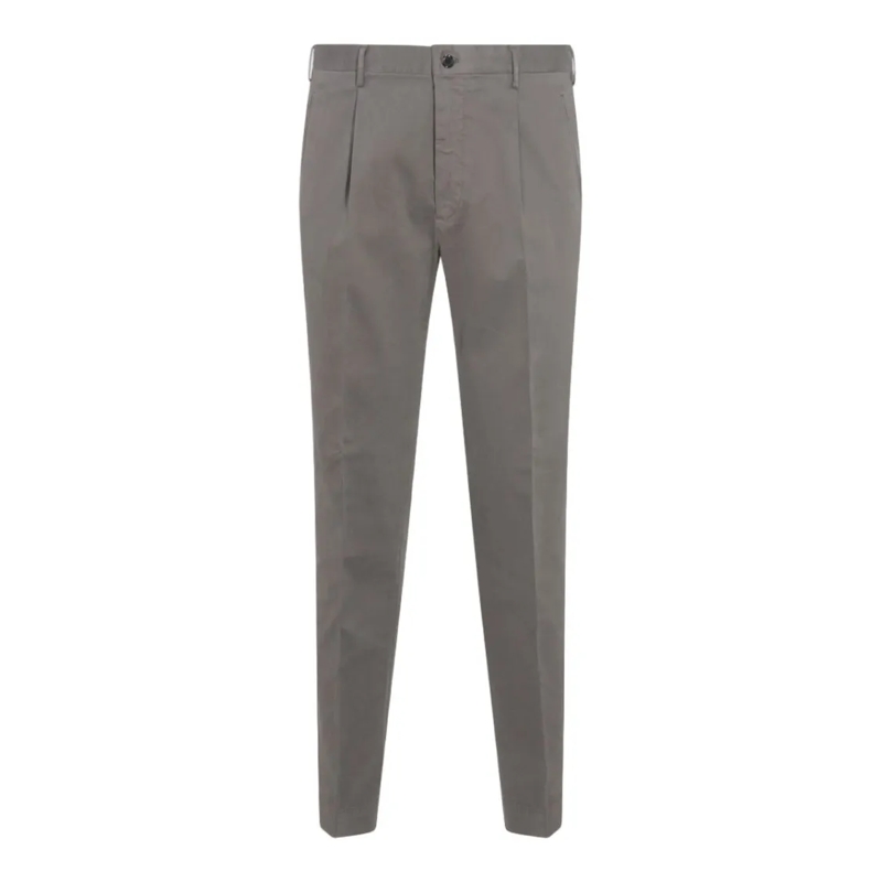 Incotex Chino Tailored Grey Trousers With Pleated Waistband Grey