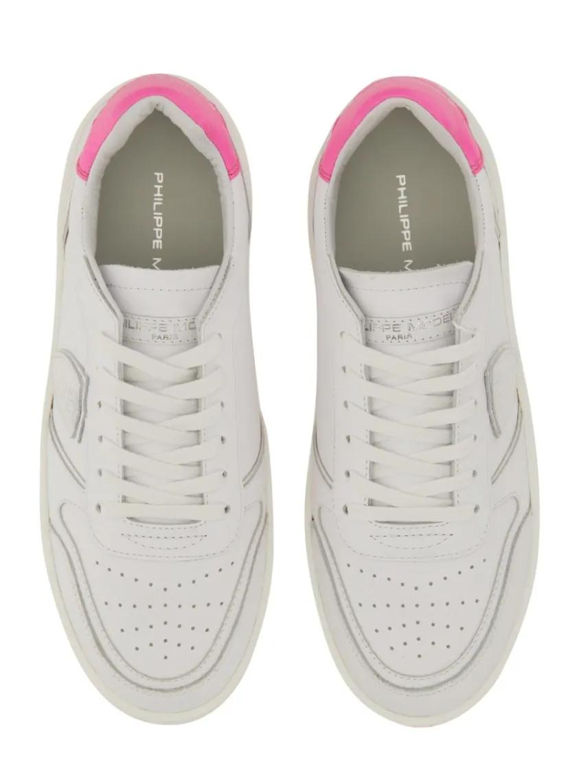 Thumbnail - Philippe Model Low-Top Sneaker - White Sneakers With Contrasting Pink Accents - Gr. 36 (EU) - in Weiß - für Damen