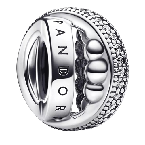 Pandora Signature Logo Pavé & Perlen Charm Sterling silver Hänge