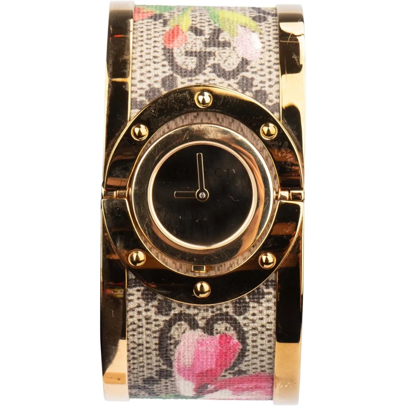 Gucci Chronograph Gucci Gold Tone Floral 112 Women Watch gold