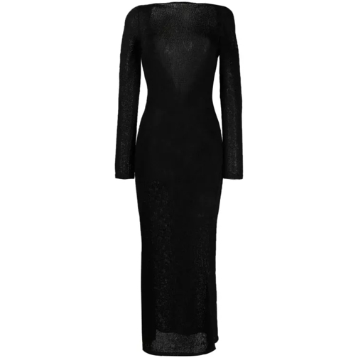 Tom Ford Black Fine-Knit Midi Dress Black 