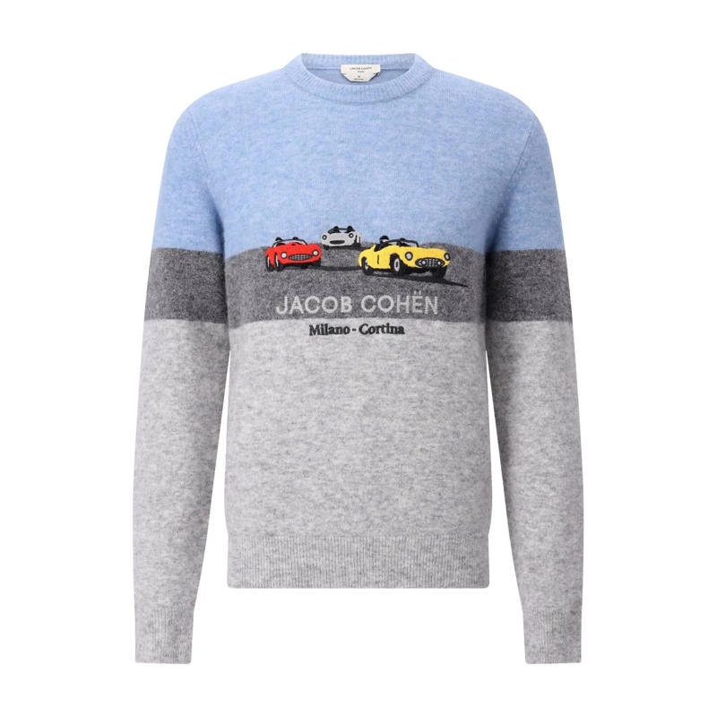 Jacob Cohen Pull Strickpullover mit Stickereien Grau