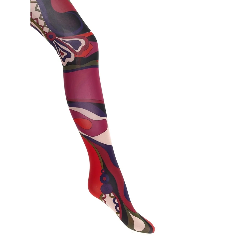Emilio Pucci  Abstract Patterned Stretch Tights With Elastic Wai Multicolor
