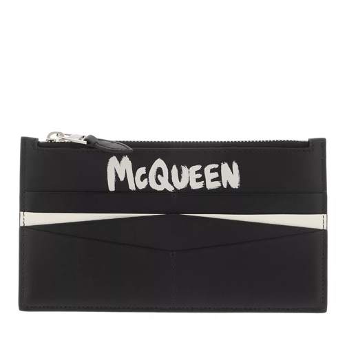 Alexander McQueen Logo Print Card Holder  Black Porta carte di credito