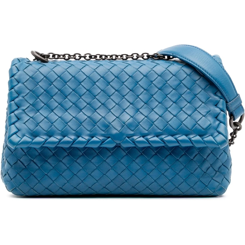 Bottega Veneta Schultertasche Baby Nappa Intrecciato Olimpia Crossbody blau