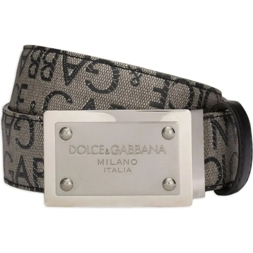 Dolce&Gabbana Gürtel Allover Logo Plaque Belt schwarz