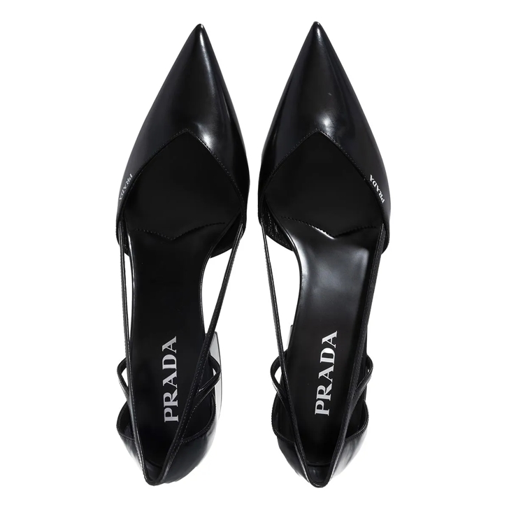 【関税込み】prada CUT OUT PUMPS Prada Women's' Brushed Leather Cut-Out Pumps in Black | LN-CC®
