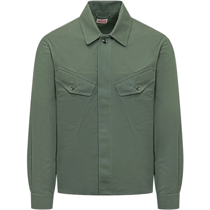Kenzo Legeres Oberteil Camicia Utility In Cotone grün