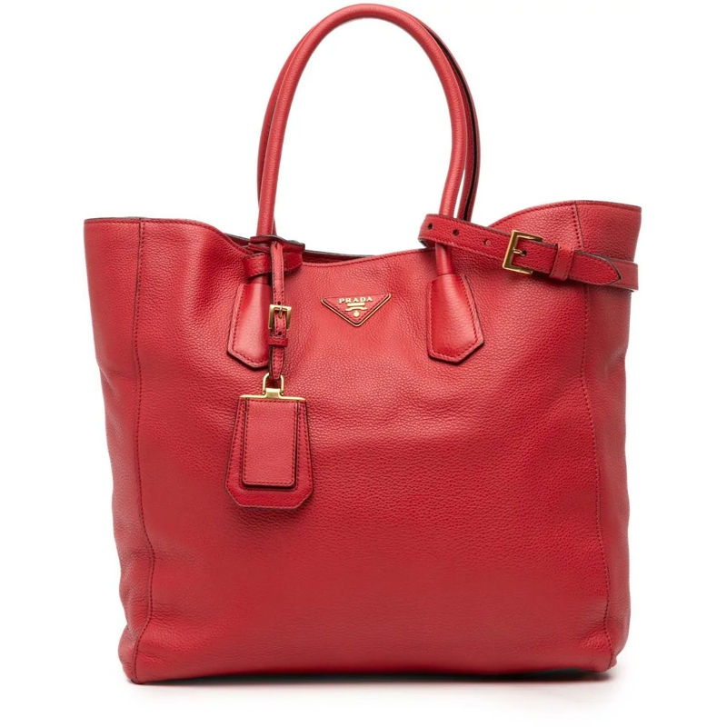 Prada Schultertasche Vitello Daino Open Convertible Tote rot