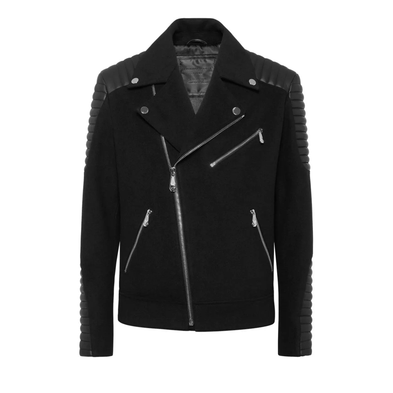 Philipp Plein Lederjacke Biker-Jacke schwarz