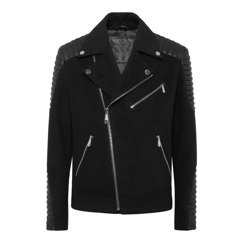 Philipp Plein Daunenjacke Biker-Jacke schwarz
