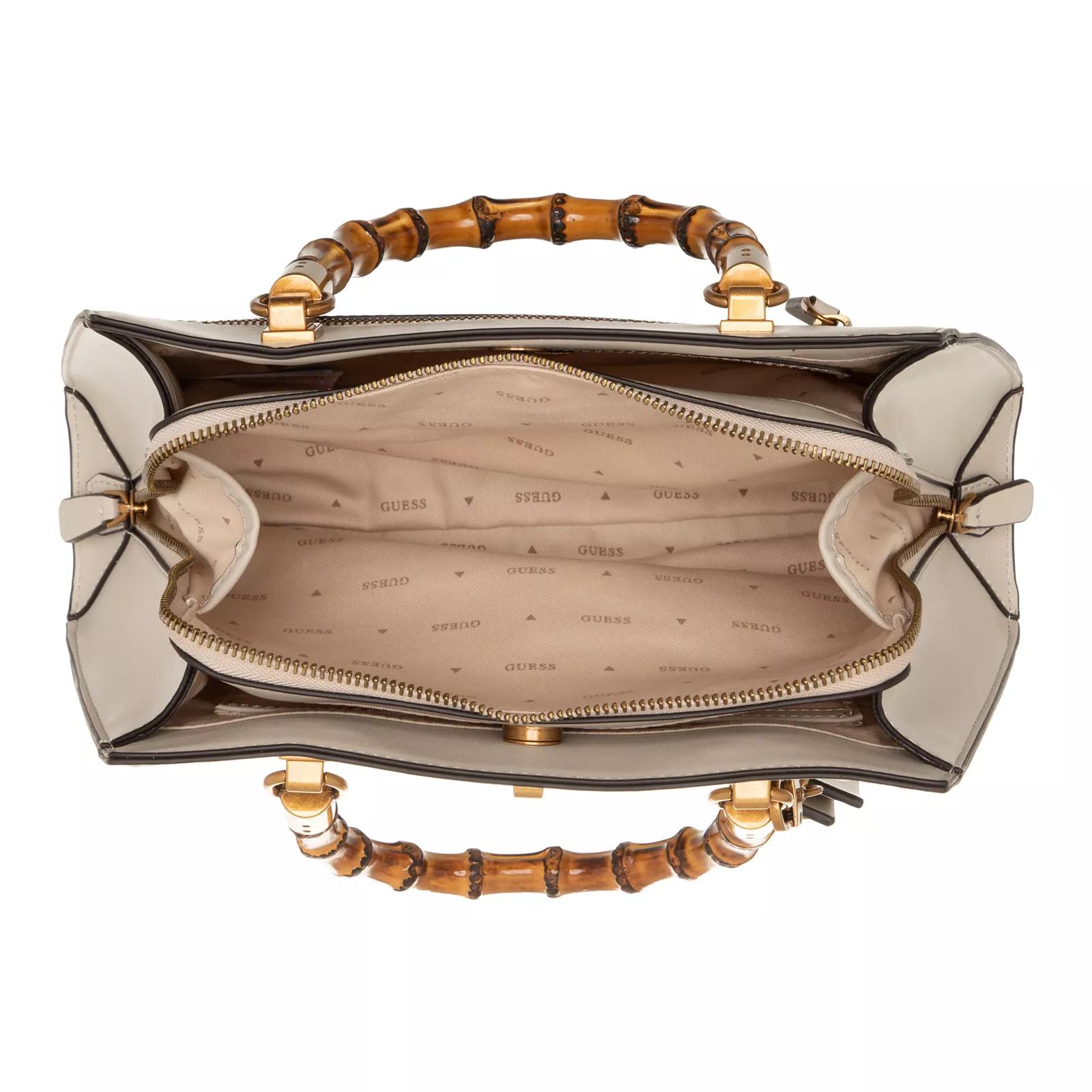 Guess Shoppers & Totes Stephi Bamboo Satchel in beige