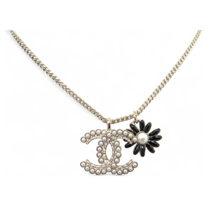 Chanel Mittellange Halskette NEUE CHANEL-HALSKETTE PERLEN UND BLUMEN EMAIL 2022 gold