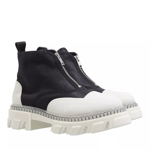 GANNI Cleated Low Zip Boot Textile Black/Egret Stiefelette