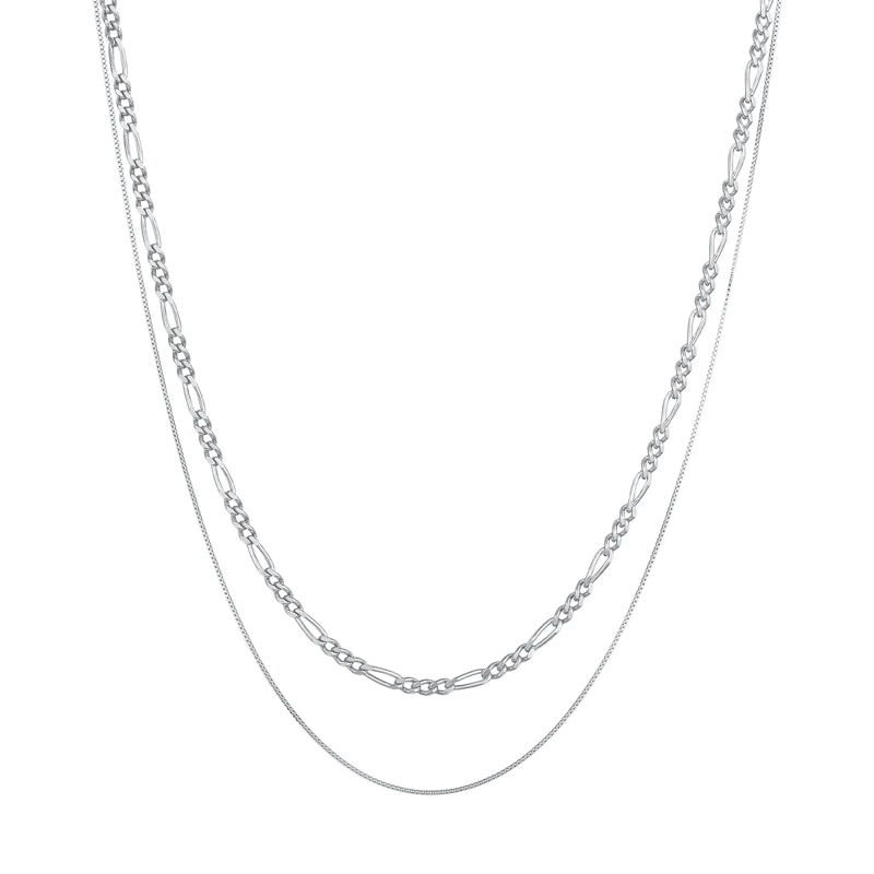 Kuzzoi Mittellange Halskette Halskette Herren Ketten Set Figaro Venezia 925 Sil silber(Image 2)