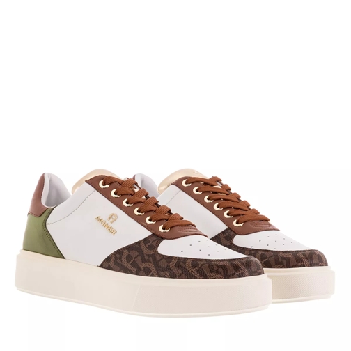 AIGNER Sally 1D White/Brown/Green Low-Top Sneaker