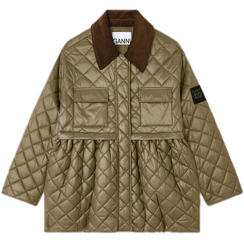 GANNI Veste de transition khaki jas grün