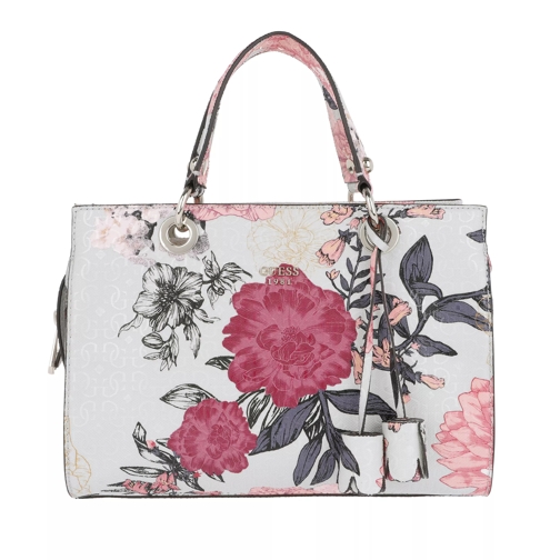 Guess Seraphina Satchel Bag Grey Floral Rymlig shoppingväska