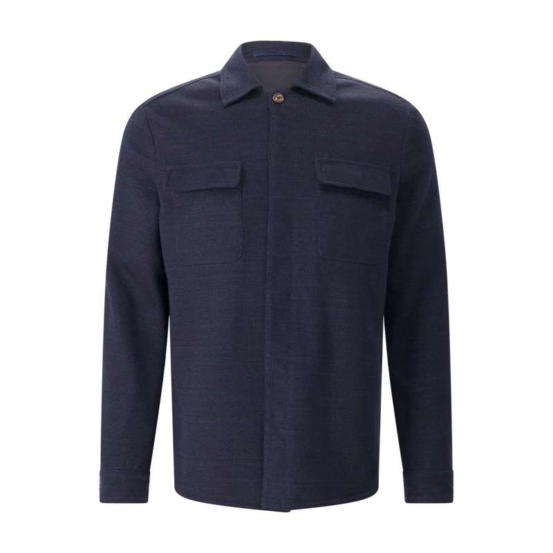 Eleventy Veste de transition Overshirt aus Baumwolle & Leinen dunkelblau