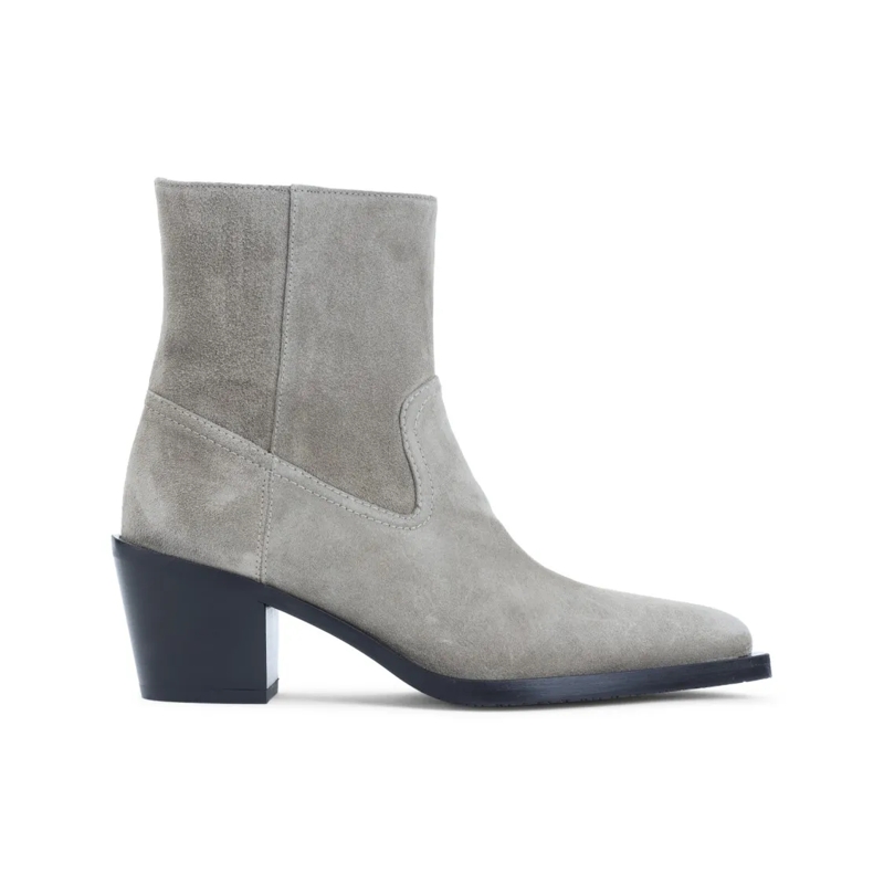 Stuart Weitzman Bottes Suede Ankle Boots With Pointed Toe Grey
