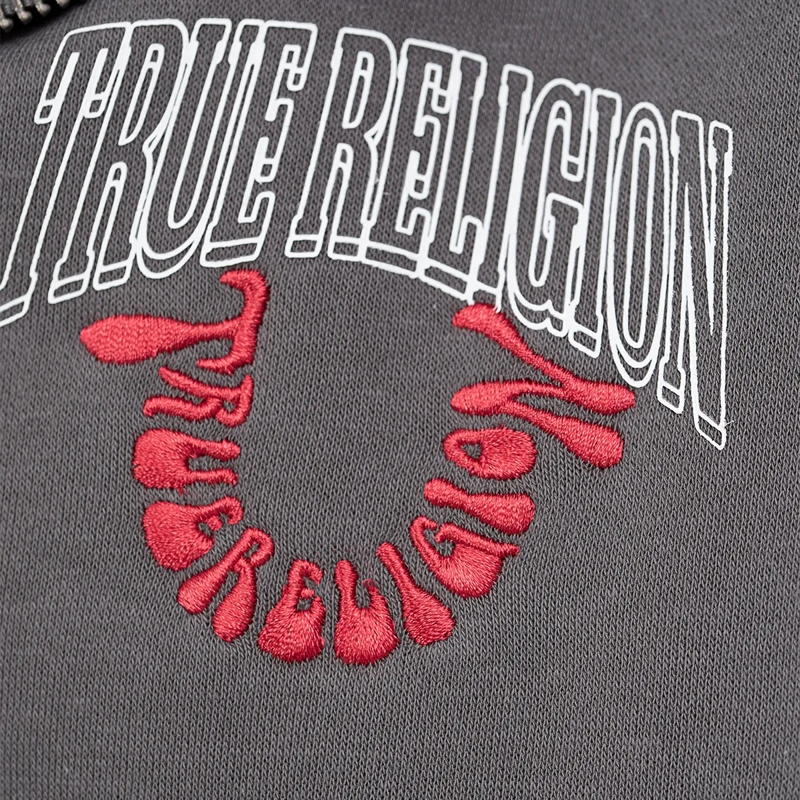 True Religion Sweatjacke Zip-Hoodie GROOVY BUDDHA- Zip-Hoodie- Weiches M grau(Image 5)