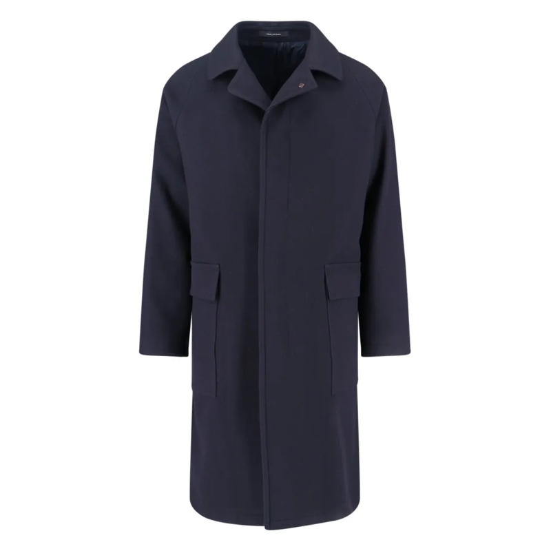Tagliatore Manteaux de tanche Blue Jacket With Classic Collar And Concealed Butt Blue