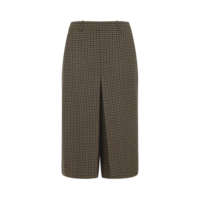 Saint Laurent Midirok Knee-Length Houndstooth Wool Skirt With Fitted Wai Multicolor