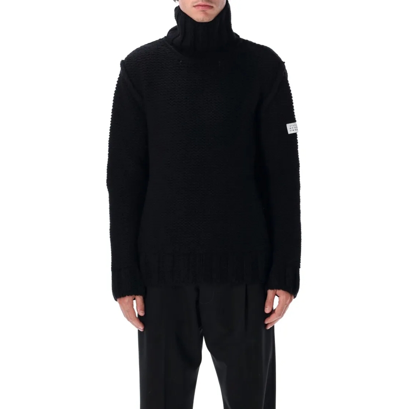 MM6 Maison Margiela Trui Chunky Wool Turtleneck Jumper Black
