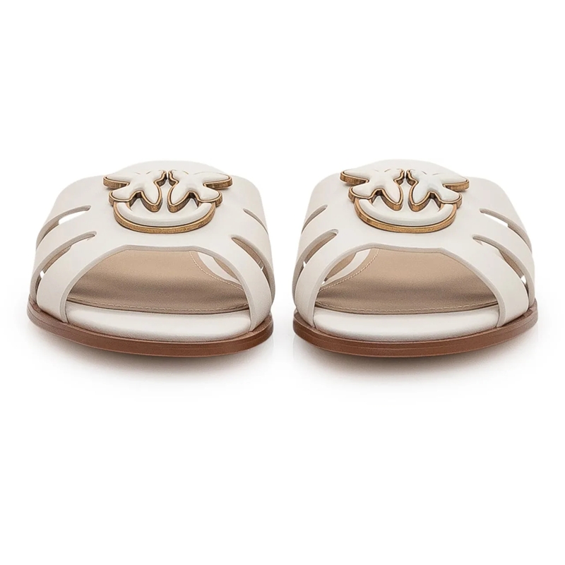 Pinko Slides Ciabatta in pelle con dettaglio metallico weiß(Image 2)
