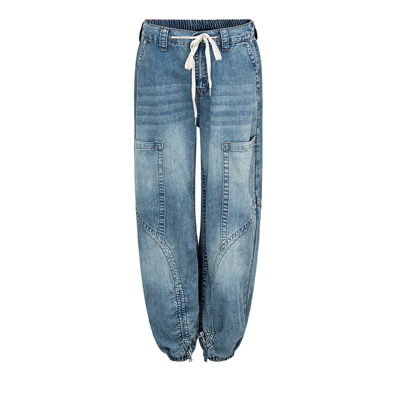 True Religion Jeans - Baggy Jogger- Denim-Optik- Weite Silhouette-  blau