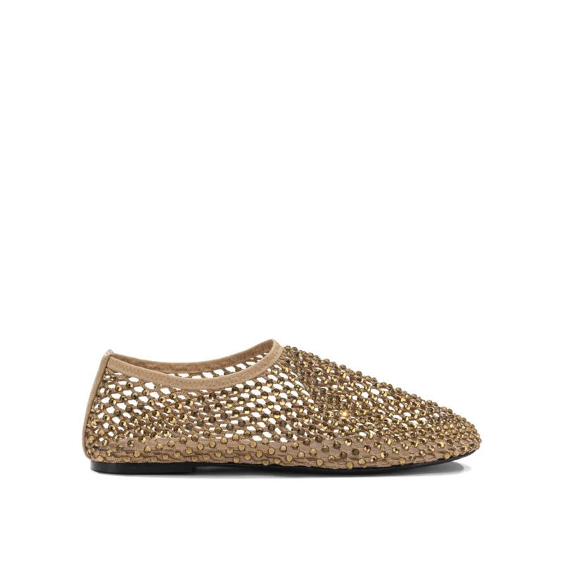 Strategia Ballerines Beige Mesh Ballerinas With Golden Studs Neutrals