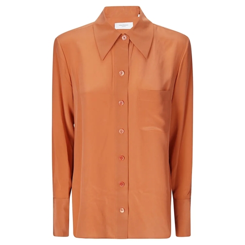 Equipment Chemises Silk Shirt With Chest Pocket Orange